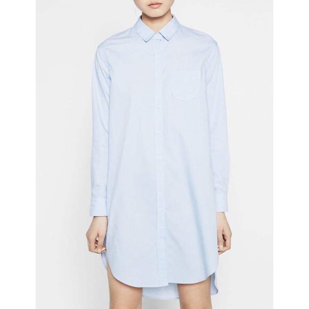 ZARA Baby Blue Striped Shirt Dress
